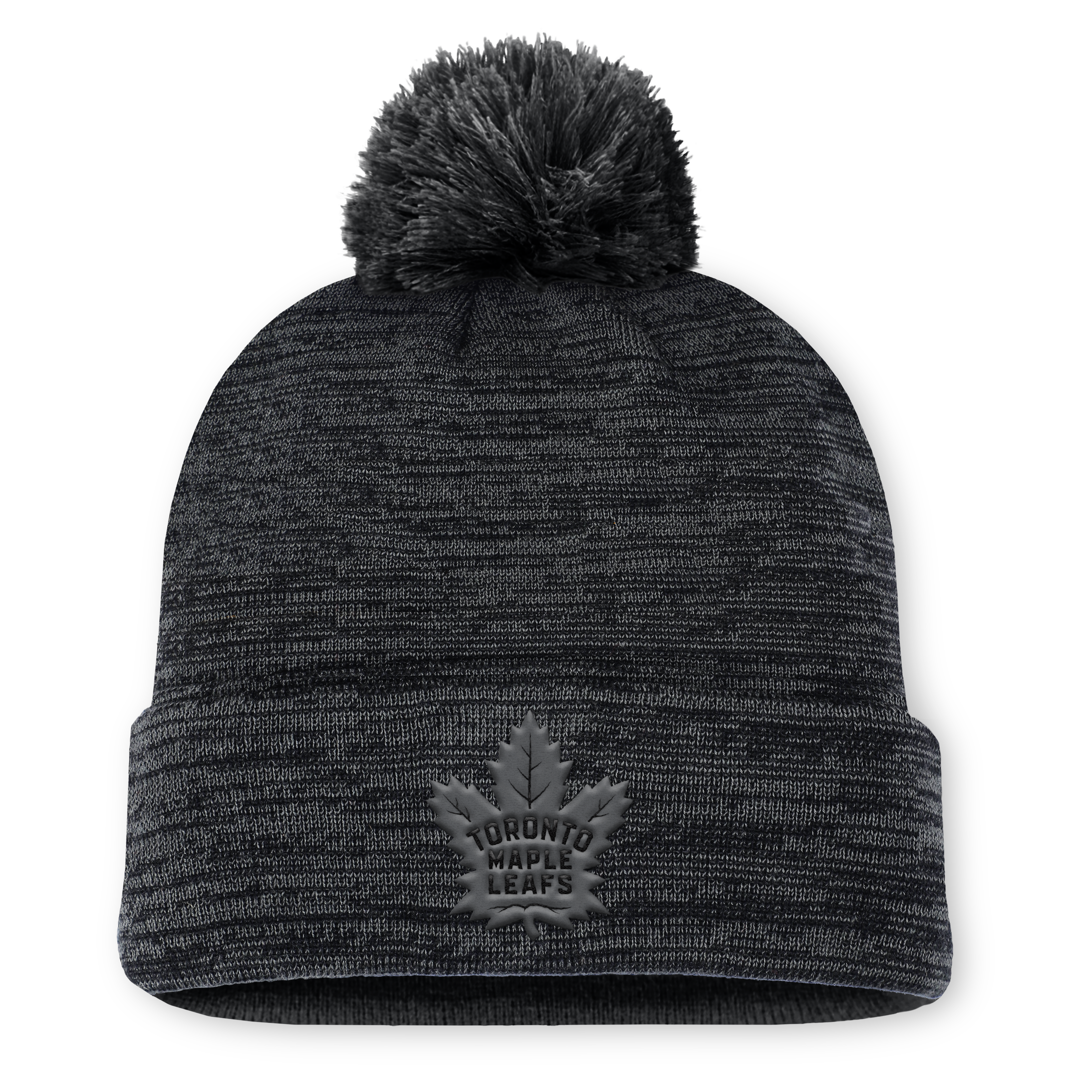 2025 Authentic Pro Road Cuffed Pom Knit Toque - BLACK