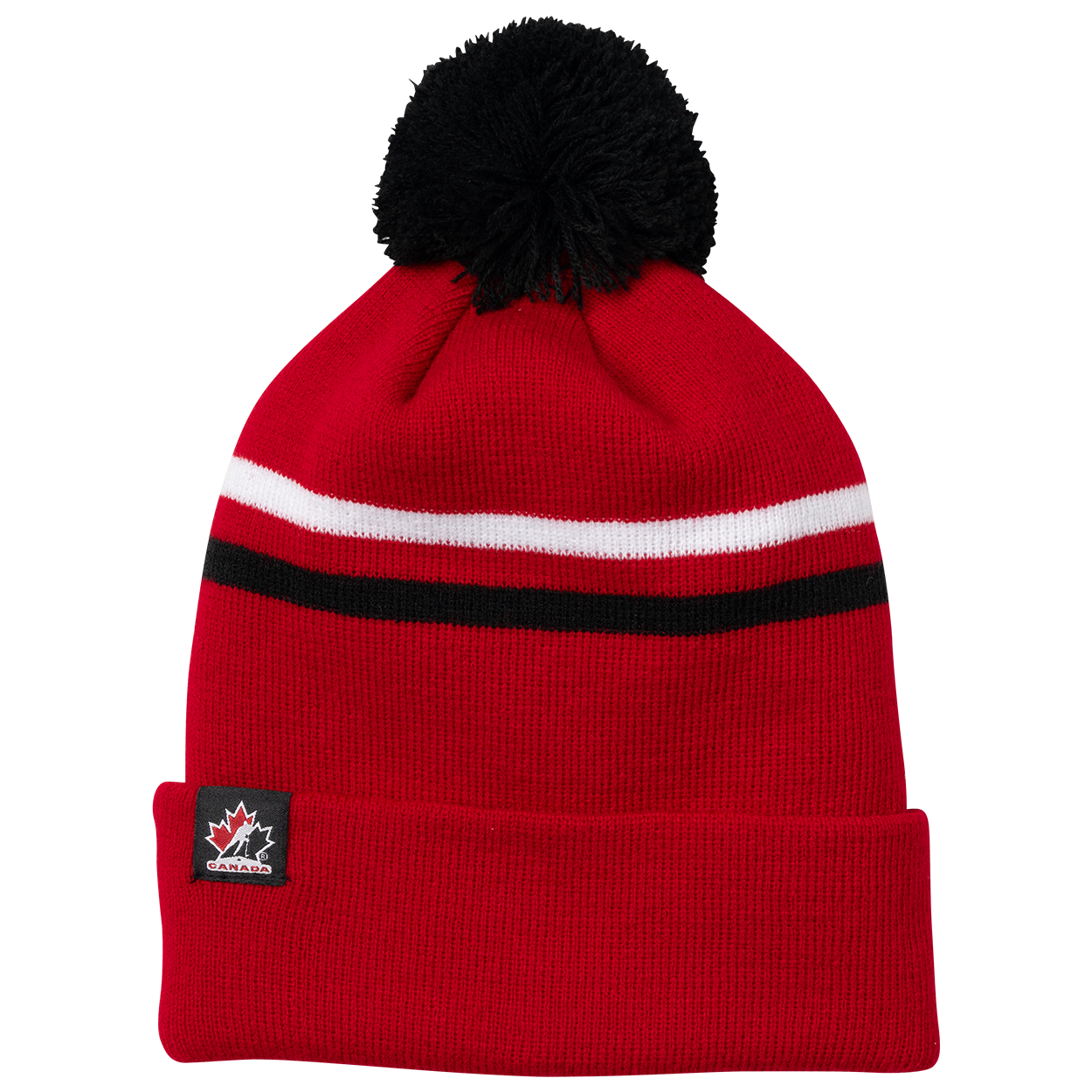 Hockey Canada Striped Cuffed Pom Toque
