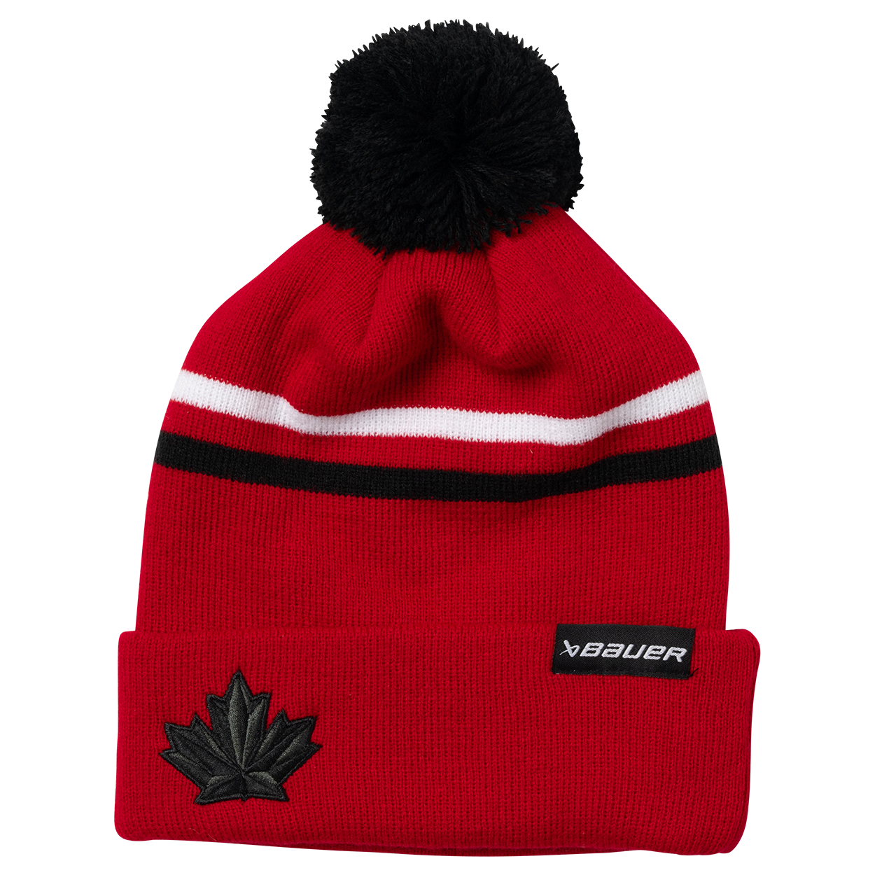 Hockey Canada Striped Cuffed Pom Toque