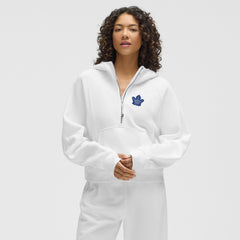 Scuba Oversized 1/2 Zip Hoodie - WHITE