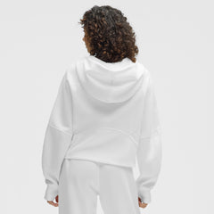 Scuba Oversized 1/2 Zip Hoodie - WHITE