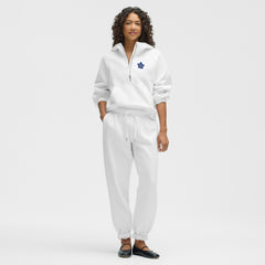 Scuba Oversized 1/2 Zip Hoodie - WHITE