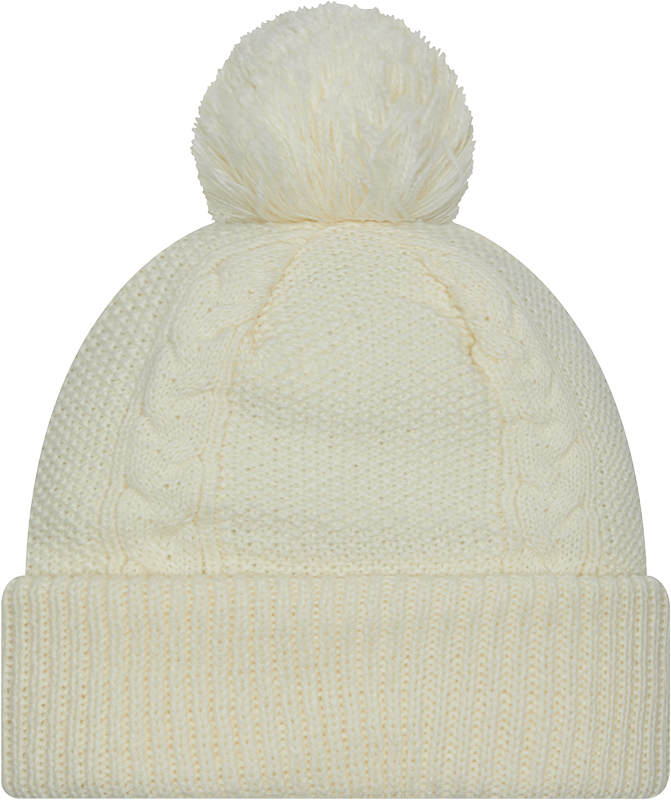 Cabled Knit Cuffed Pom Toque - WHITE