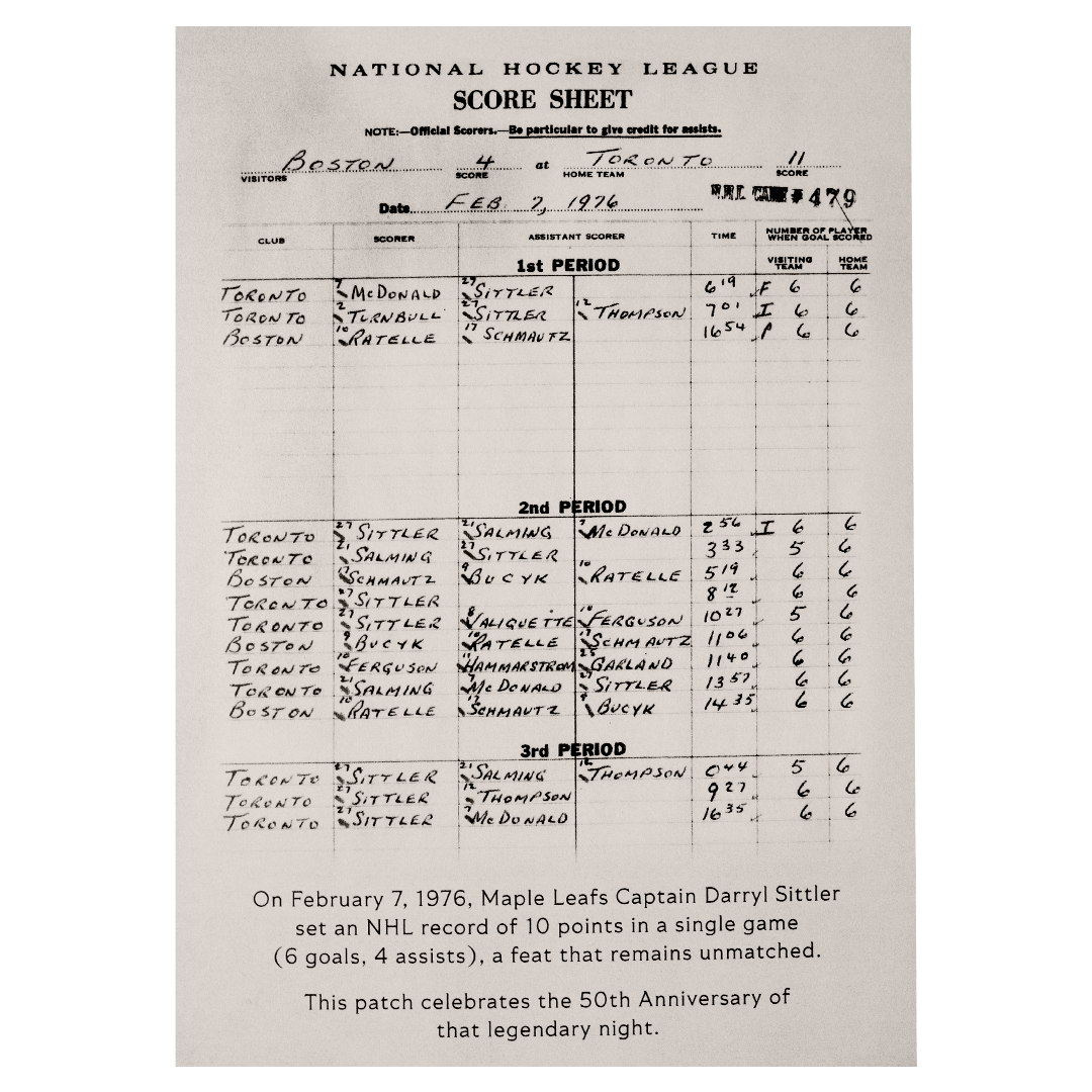 Darryl Sittler 10 Point Anniversary Patch