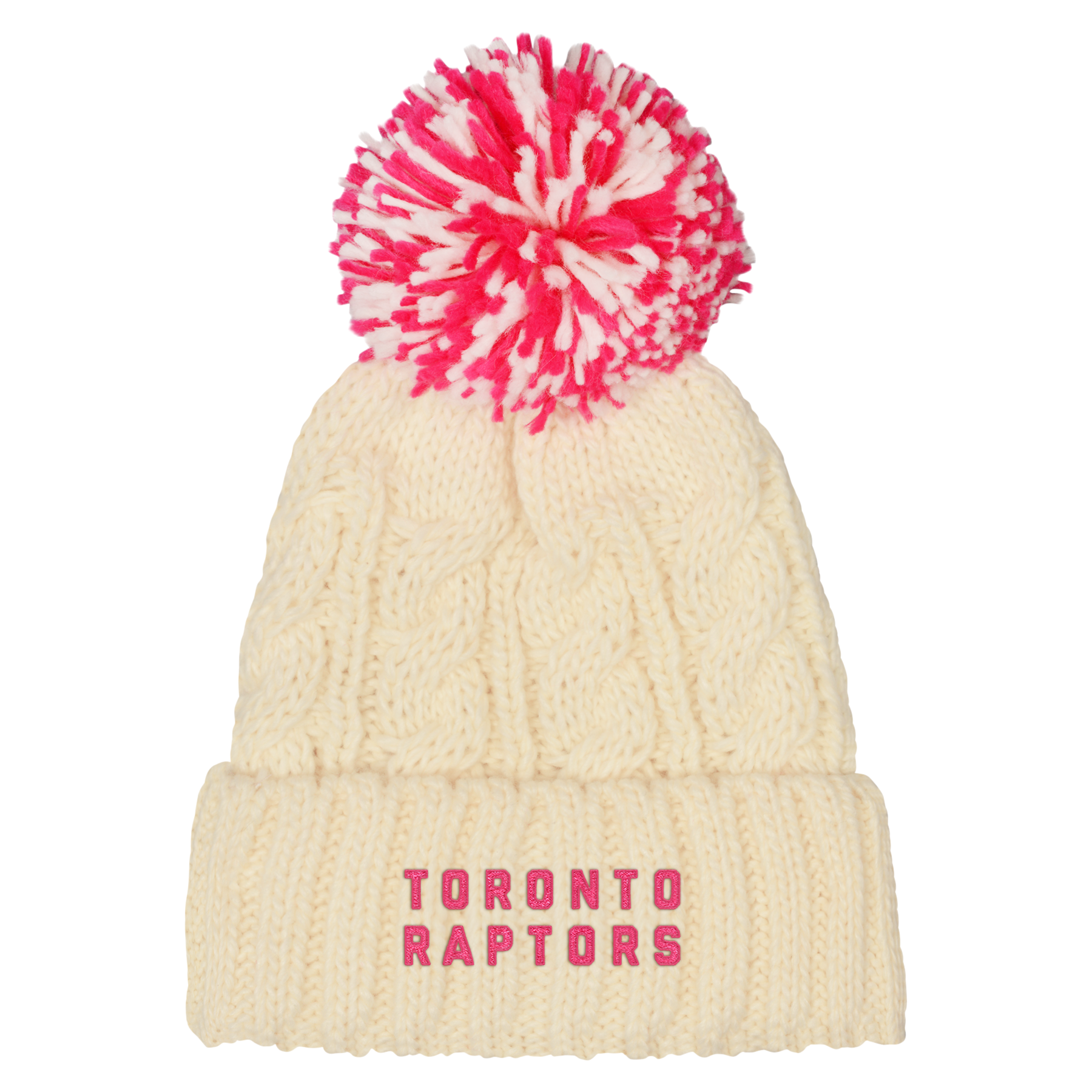 Youth Natural Cuffed Pom Toque