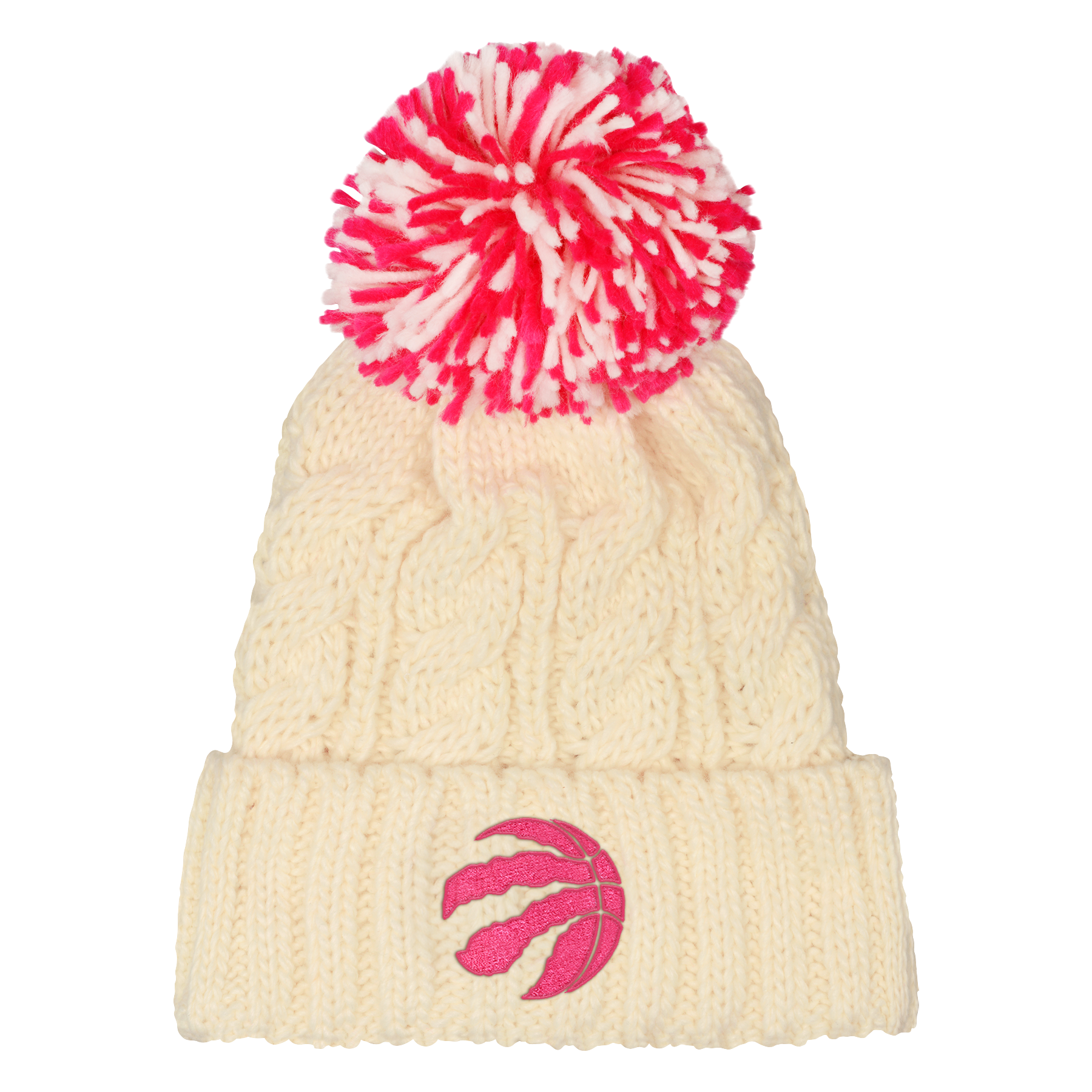 Youth Natural Cuffed Pom Toque