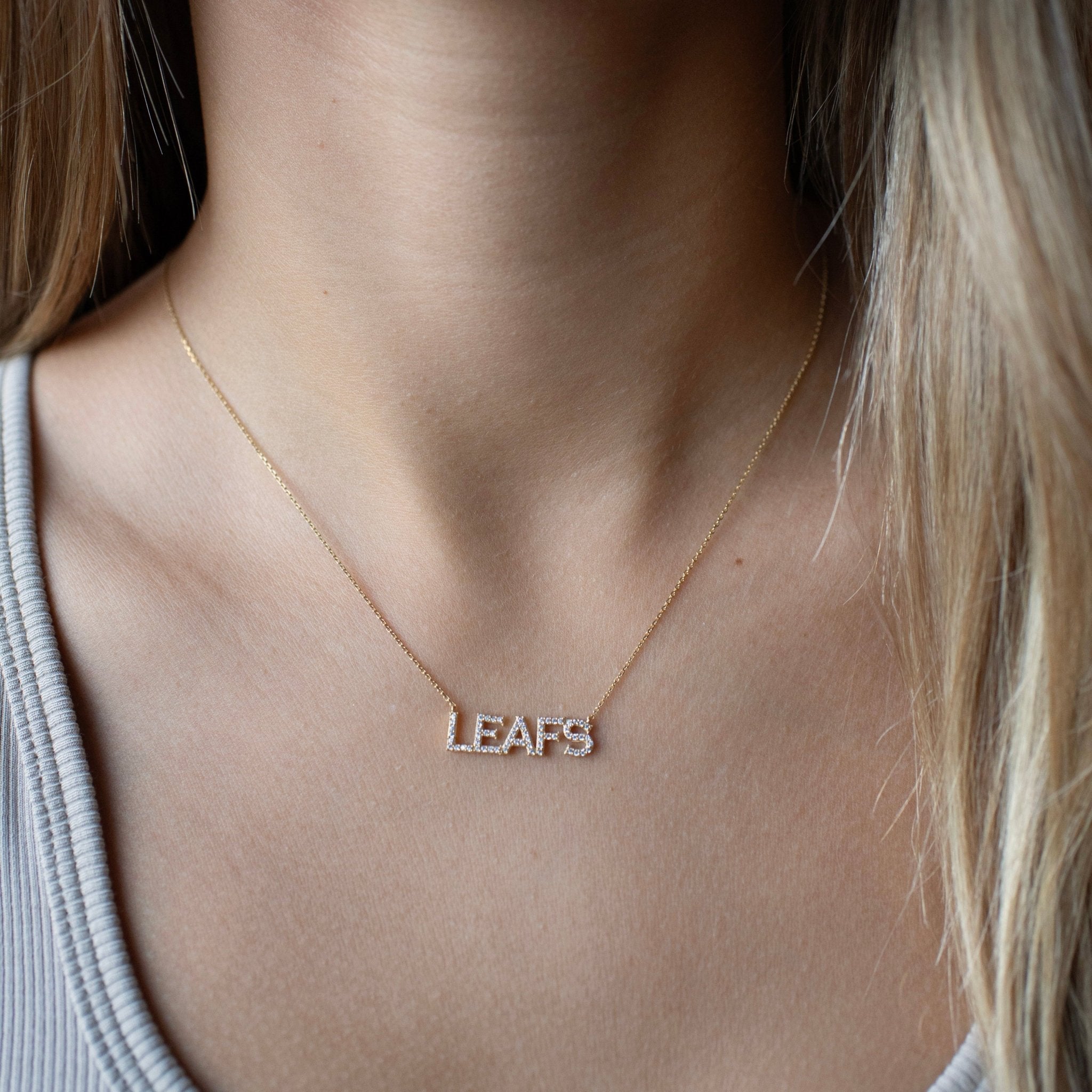 Maple Leaf Pave Necklace - GOLD