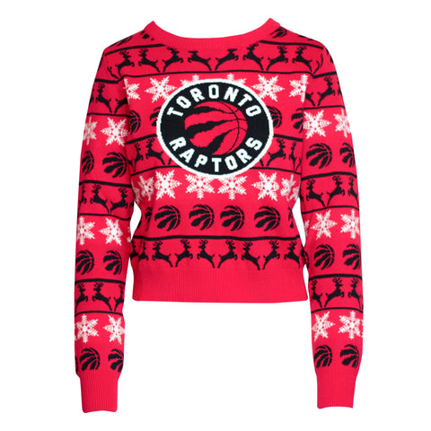 Raptors Women's Cropped Ugly Christmas Sweater