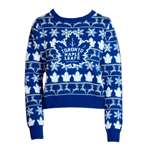 Maple Leafs Women's Cropped Ugly Christmas Sweater