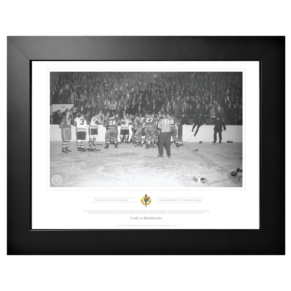 Toronto Maple Leafs Memorabilia - Hockey Brawl Black & White Classic - 12" x 16" Frame