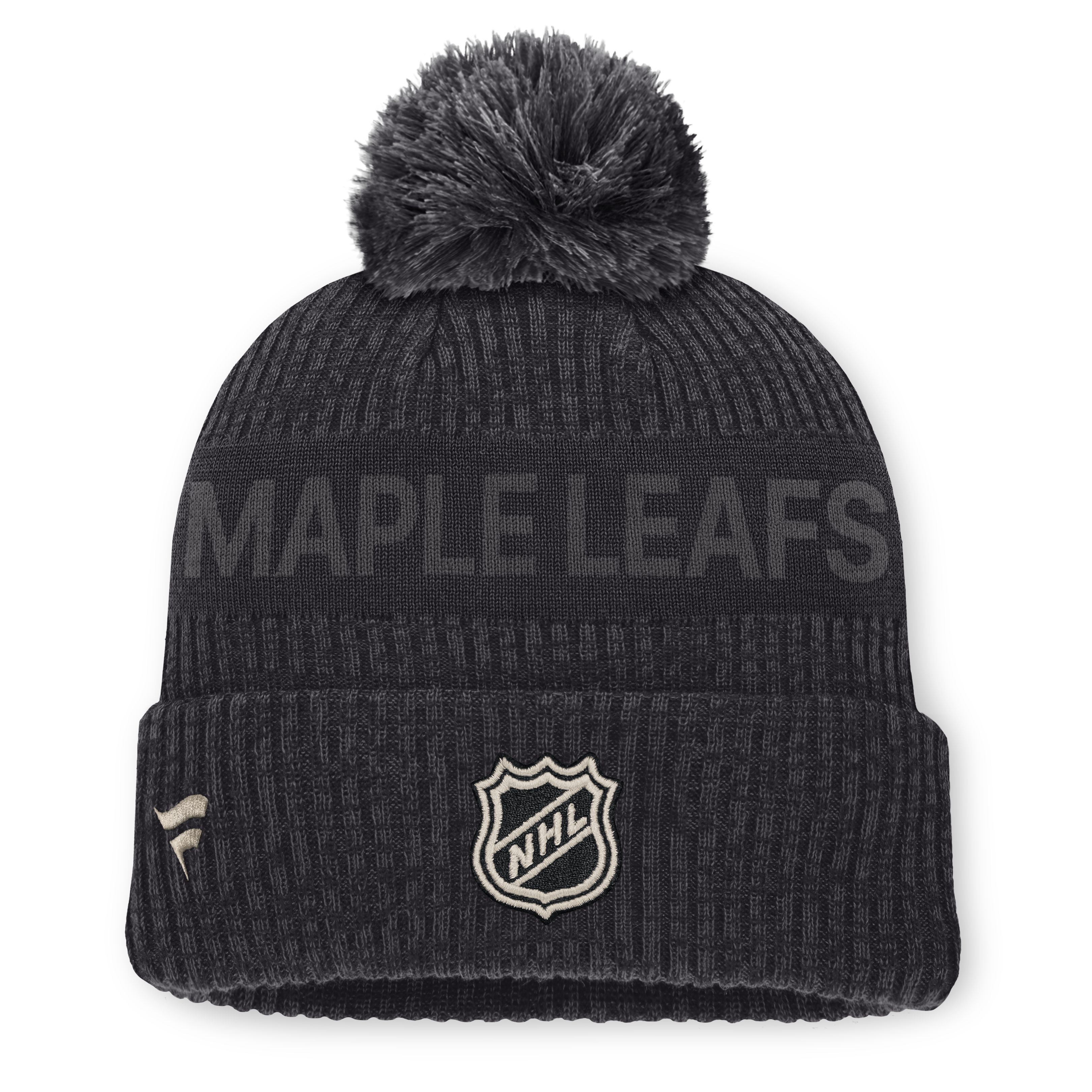 2026 Authentic Pro Road Cuffed Pom Knit Toque - BLACK