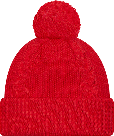 Raptors New Era Women's Cabled Knit Cuffed Pom Toque - RED