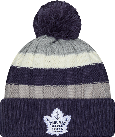 Cabled Knit Cuffed Pom Toque