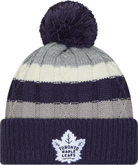 Cabled Knit Cuffed Pom Toque