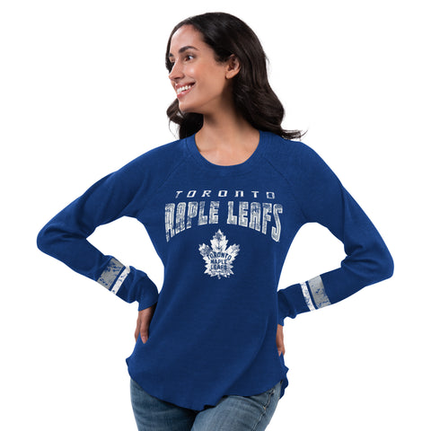Maple Leafs GIII Women's Ice Distressed Wordmark Long Sleeve