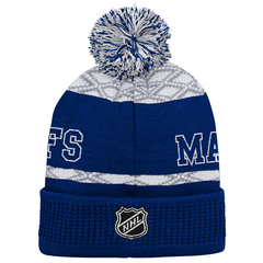 Maple Leafs Youth Puck Pattern Cuffed Pom Toque