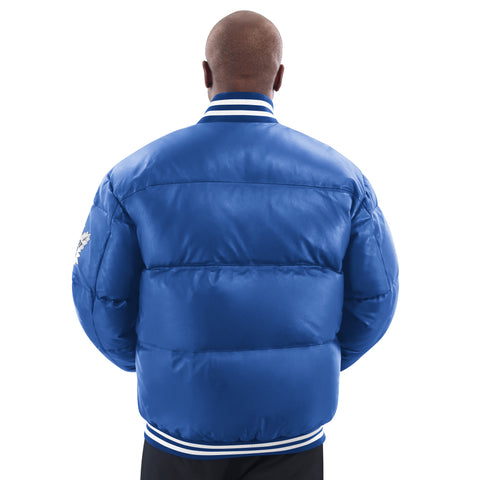 Maple Leafs Starter Men's Bubble Down Filled Leather Puffer Jacket