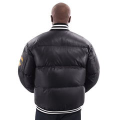 Bubble Down Filled Leather Puffer Jacket