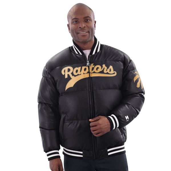 Raptors Starter Men's Bubble Down Filled Leather Puffer Jacket