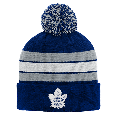 Youth Stripe Cuffed Pom Toque