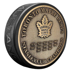 Toronto Maple Leafs Puck | Stanley Cup Years Gold Medallion