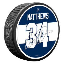 Toronto Maple Leafs Player Textured Puck with Replica Signature - A. Matthews