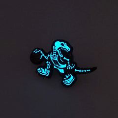 Glow in The Dark Dino Skeleton Logo Pin