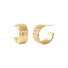Maple Leaf Pave Cigar Band Hoop Earring - GOLD