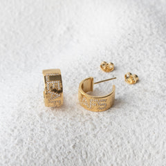 Maple Leaf Pave Cigar Band Hoop Earring - GOLD