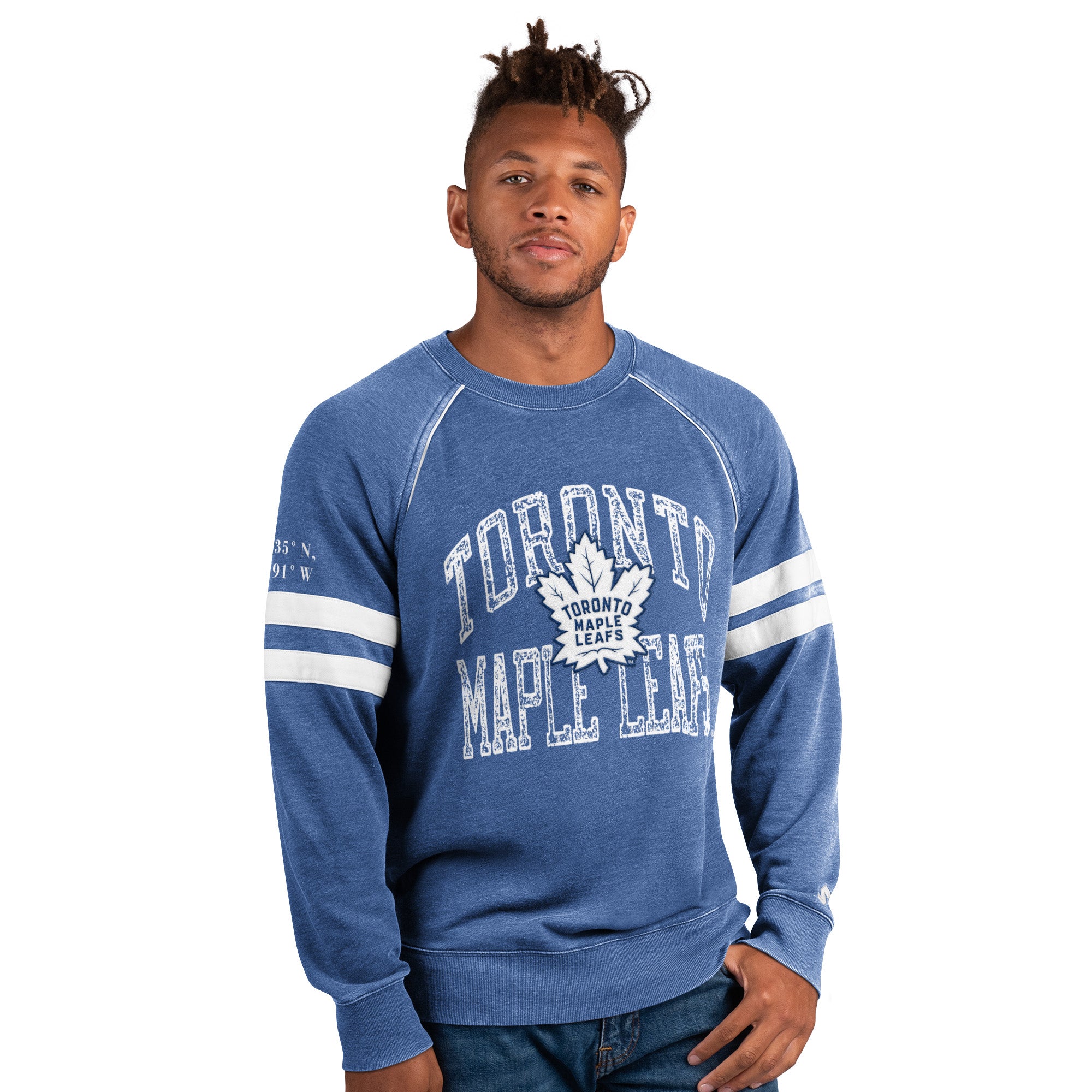 Maple Leafs Starter Men's Active Tackle Wordmark French Terry Crew