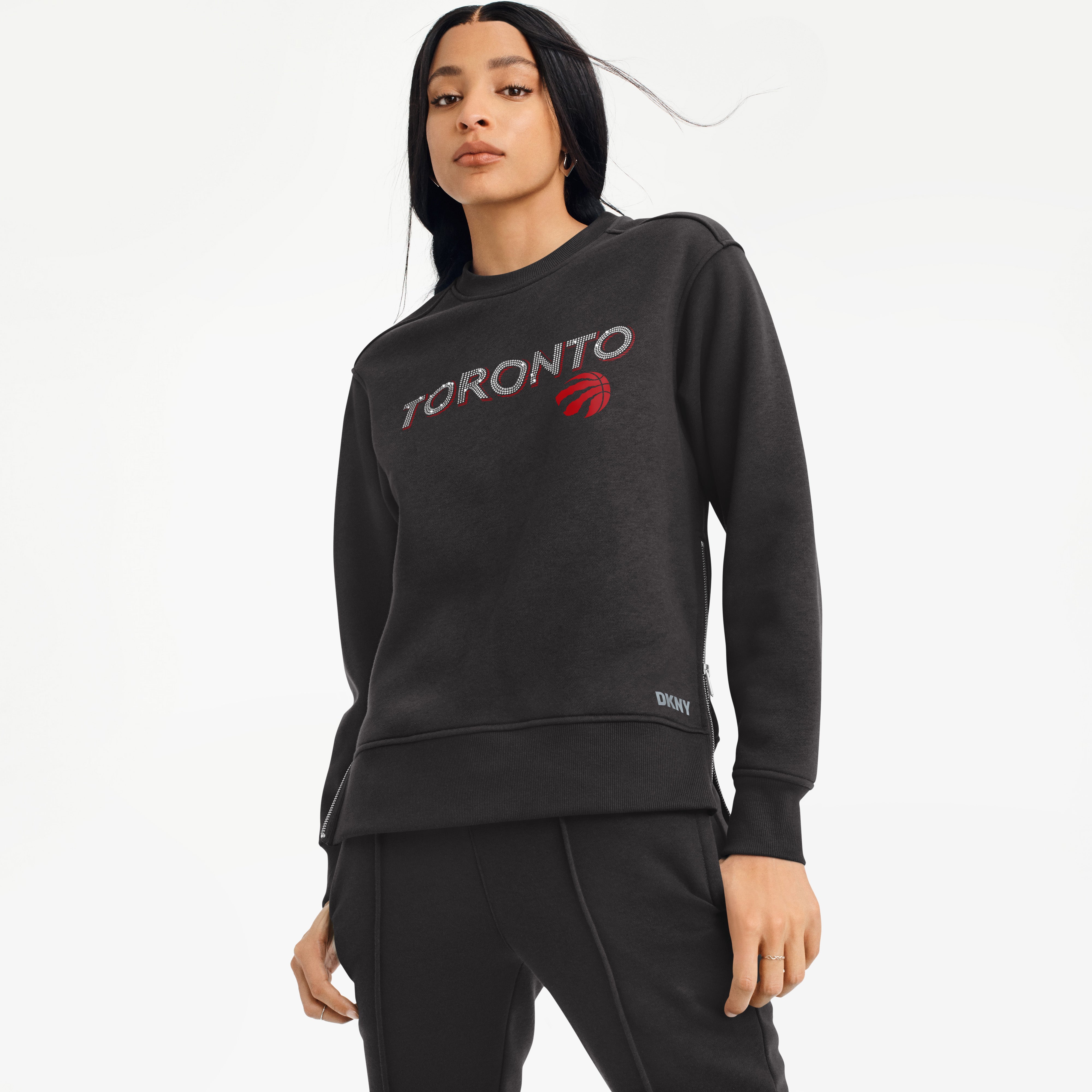 ORIGINAL) DKNY Hoodie With Side Logo - Dark Blue