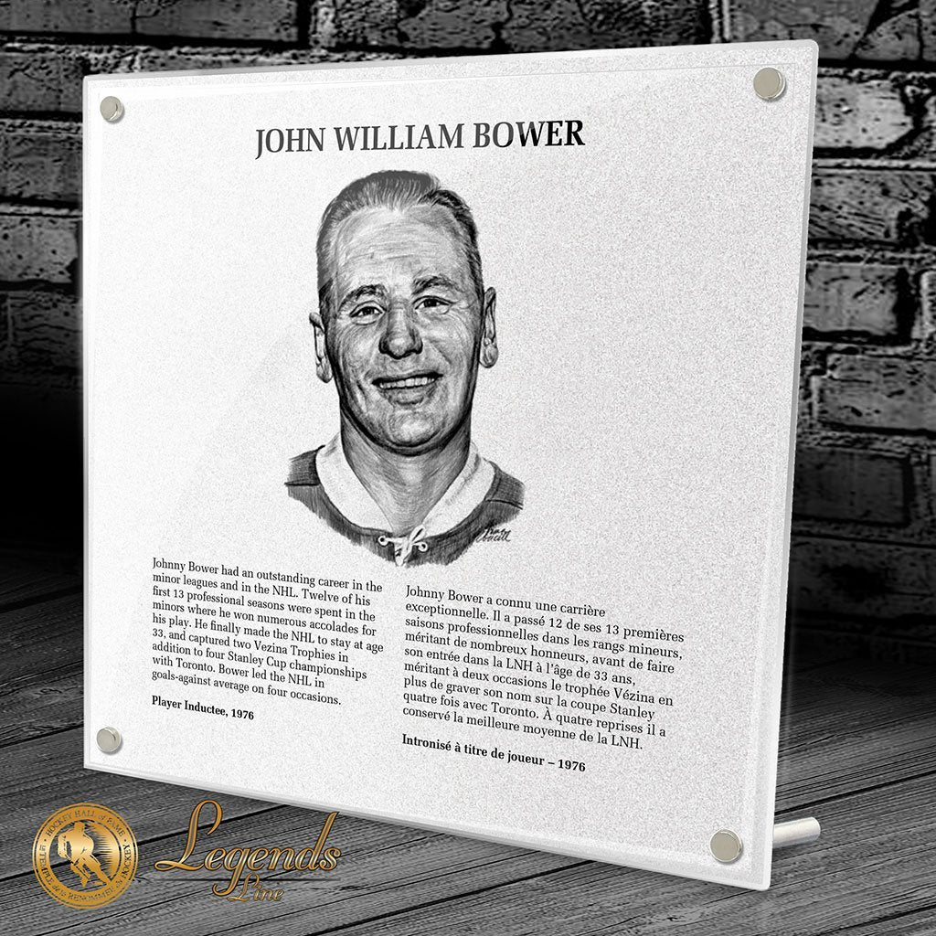 1976 Johnny Bower - NHL Legends Plaque