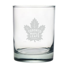 Maple Leafs Etched Rocks Glass