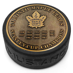 Toronto Maple Leafs Puck | Stanley Cup Years Gold Medallion