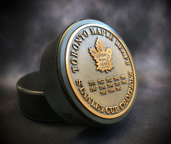 Toronto Maple Leafs Puck | Stanley Cup Years Gold Medallion