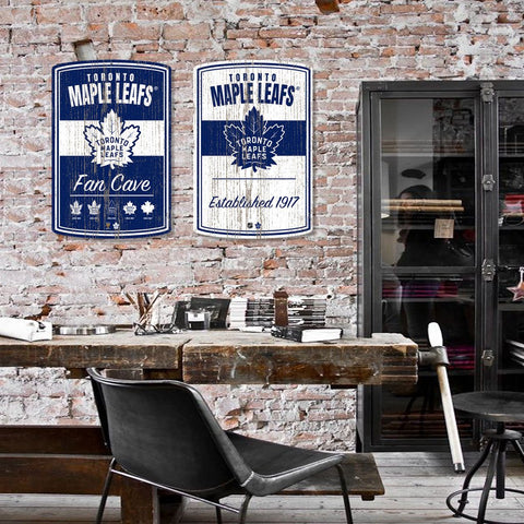 Toronto Maple Leafs 16x23 2 pack Established Faux Wood Wall Signs
