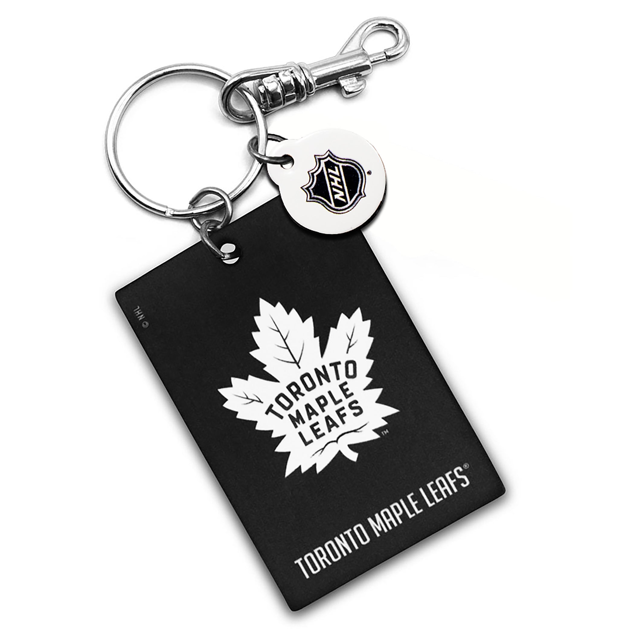 Maple Leafs Leather Treaty Primary Logo Rectangle Keychain - BLACK