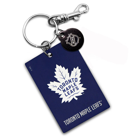 Maple Leafs Leather Treaty Primary Logo Rectangle Keychain - NAVY