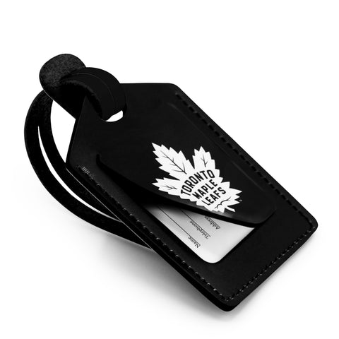 Maple Leafs Leather Treaty Primary Logo Luggage Tag - BLACK